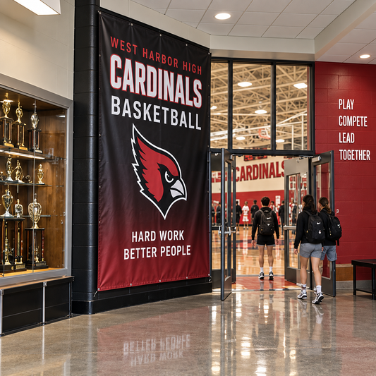 Custom school sports banners for athletic programs