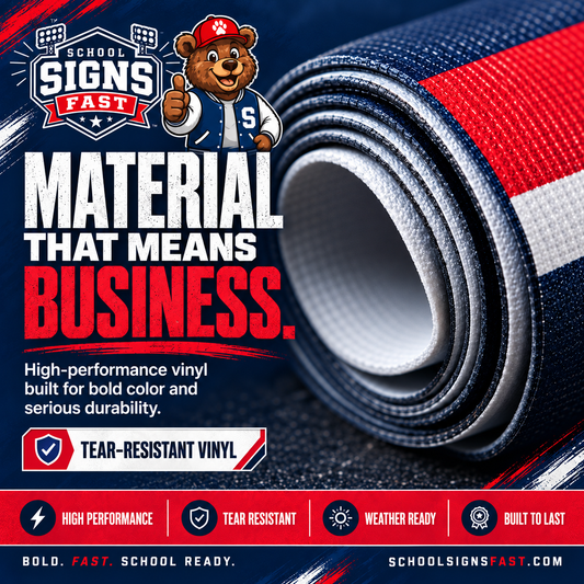 Graphic of a rolled full-color vinyl banner showing the material thickness